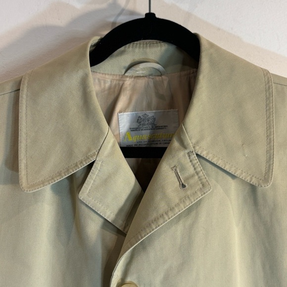 AQUASCUTUM Sz L (estimated) Aqua 5 Trench Coat Classic Cut Back Slit Buttons - Picture 4 of 12